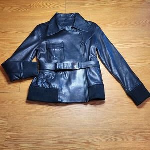 Sergio Benini Womens Leather Motorcycle Jacket Size XL Butter Soft Leather